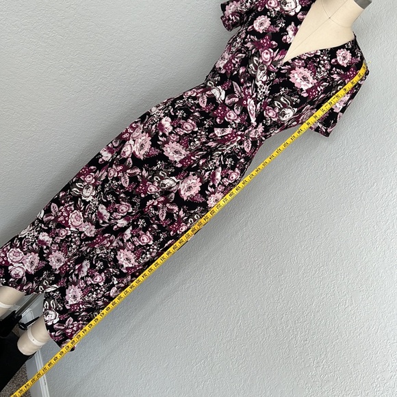 Free Press Womens Black Floral Patterned Short Sleeve Wrap Dress Size XS-M - Picture 6 of 13